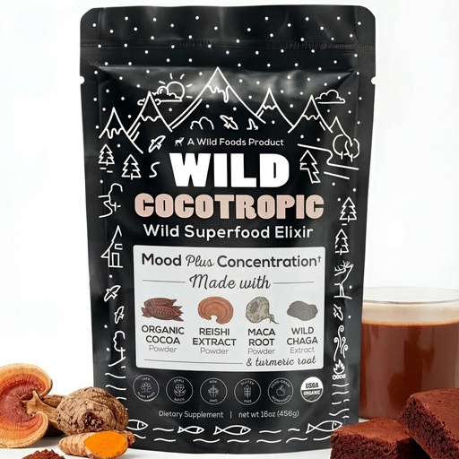 [BRSWGZD5BAMWGELJ] Organic Cocotropic Mushroom Hot Cocoa - Mushroom Coffee Alternative | Sugar Free Hot Chocolate | Organic Cocoa Powder, Reishi Mushrooms, Chaga, Maca Root, Turmeric | Delicious Sustained Focus, Energy & Mood Without Jitters | 16oz