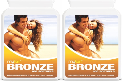 [BRSWIBQCB4MRC3A3] Bronze Tanning Pills Twin Pack | Sun Tan Supplement | Astaxanthin Lutein Lycopene | 14-Week Season Supply