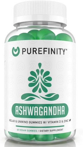 [BRSW2YYNOQPRY3QU] ビタミンD&亜鉛でPUREFINITY Ashwagandhaグミ - リラックス、 Calming、および気分のサポートのためのサプリメント - グルテンフリー、非GMO、ビーガン、60カウント