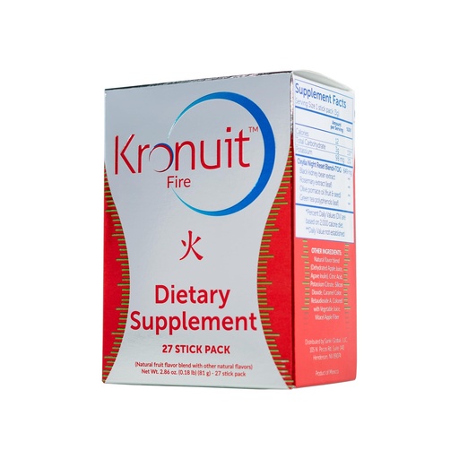 [BRSREHQQCN5BEADJ] Global Kronuit Fire Dietary Supplement, Natural Fruit Flavor, 27 Single-Serve Powder Sticks, 2.86 oz, with Postbiotics, Thermogenic Formula