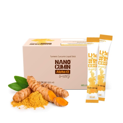 [BRSRACAHCUFGOC3B] NANOCUMIN Turmeric Curcumin Red Liquid Supplement- 140mg Curcuminoids Ginseng Zinc - Maximum Absorption with 1nm Nano Tech, Supports Joints, Inflammatory, Antioxidant Health 10ml x 30 Sticks