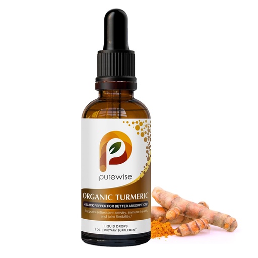 [BRSREA3YAUMGGD3U] Organic Turmeric Liquid Drops with Black Pepper — Enhanced Absorption Curcumin, Joint & Immune Support, Ginger & Cinnamon Blend — 2 fl oz