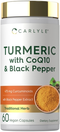 [BRSREBQBC57Q2GYV] Carlyle Turmeric with Black Pepper Extract | 60 Capsules | Complex with CoQ10 | Traditional Herbal Supplement | Vegan, Non-GMO, Gluten Free Formula