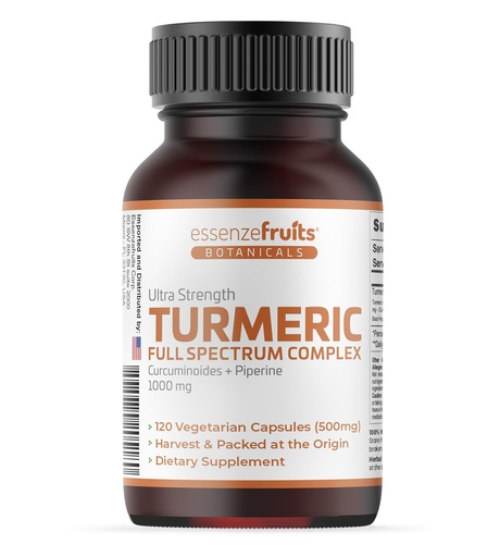 [BRSRGADYCACBU3QU] Essenzefruits Turmeric Curcumin with Black Pepper – 1000 mg Full Spectrum Turmeric Complex with 95% Curcuminoids & Piperine – 120 Vegetarian Capsules – Non-GMO, Vegan, Gluten Free – Made in India