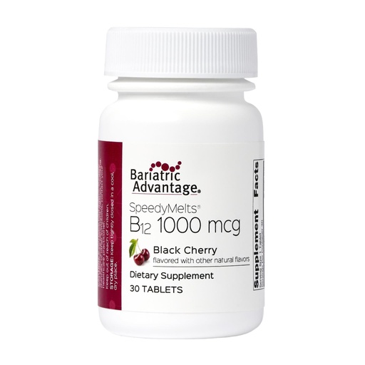 [BRSWKFTQOAAQOGQ7] Bariatric Advantage B-12 Speedy Melts, Vitamin B12 1000 mcg Supplement, Fast Melting with 200 mcg of Folic Acid for Nutritional Support - Black Cherry, 30 Count