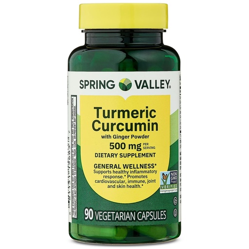 [BRSRECQDOYGRACQV] Turmeric Curcumin with Ginger Powder – 500 mg, 90 Vegetarian Capsules, 90-Day Supply – General Wellness Support Dietary Supplement