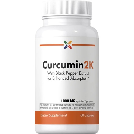 [BRSREAQLBV6RSCQV] Curcumin2K Turmeric Root Complex with Black Pepper Extract, 1000mg, 60 Capsules, 1 Month Supply