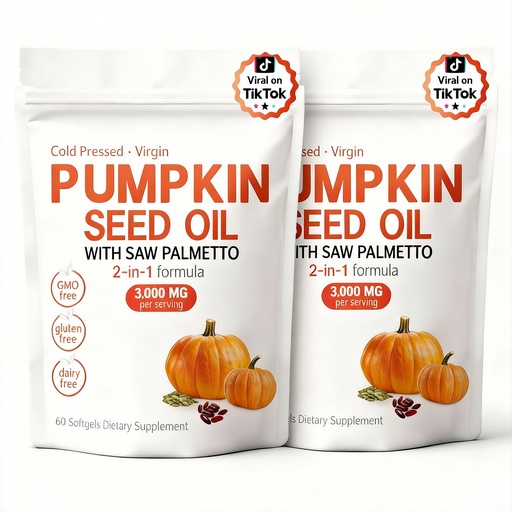 [BRSRGHTYCIORA3LV] Pumpkin Seed Oil Softgels | Pumpkin Seed Oil Capsules - Cold Pressed | Gluten Free | Portable - Non-GMO - 2 Bag / 120 Softgels