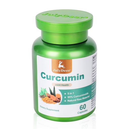 [BRSRACQFOJYA4HLB] JulyDeer Curcumin Turmeric 95% with Celery Seed, Sour Cherry, Frankincense Extract, Glucosamine 5 in 1 Formula 95% Curcuminoid Natural Antioxidant Supplements Support to Joints and Immune Health
