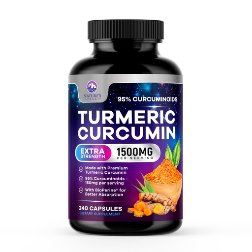 [BRSREZQ5O55BOA3D] Turmeric Curcumin Supplement - 95% Curcuminoids with Organic Turmeric & Ginger, BioPerine Black Pepper Extract for Best Absorption, Natural Vegan Joint Support, Non-GMO, Bottled in USA - 240 Capsules
