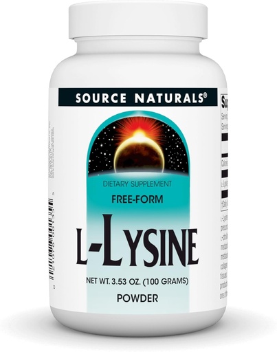 [BRSWIY3QB4IRGALA] Source Naturals L-Lysine Free Form Powder -Amino Acid Supplement Supports Energy Formation & Collagen* - 100 Grams