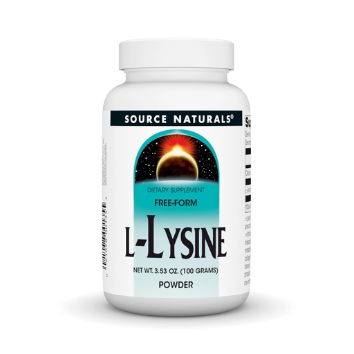[BRSWIY3QB4IRGALA] Source Naturals L-Lysine Free Form Powder -Amino Acid Supplement Supports Energy Formation & Collagen* - 100 Grams