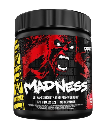 [BRSWKZA6OIBWE3DG] Mutant Madness | Pre Workout Powder Performance and Pump Blend Includes L-Citrulline, Beta-Alanine, Taurine, L-Tyrosine | 270G (9.52 OZ) 30 Serving | Fruit Punch