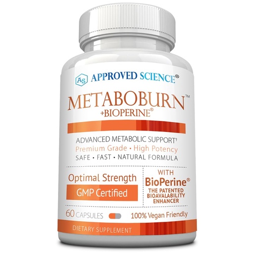 [BRSROAATCEAWGD3A] Approved Science MetaboBurn - Metabolic Support - Green Tea and BioPerine - 60 Vegan Capsules - High-Potency Extract - 50% EGCG - Non-GMO, Soy-Free, Allergen-Free - 60 Capsules (Pack of 1)