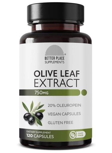 [BRSRGZD6BAMAAGTV] Better Place Supplements Olive Leaf Extract 750mg | 120 Vegan Capsules | 4 Month Supply | 20% Oleuropein | Non-GMO | Plant-Based Wellness Support (1)