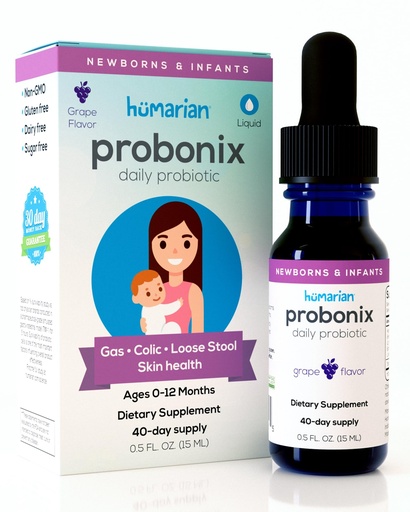 [BRSREEIBCQOR433A] Humarian Probonix for Newborns and Infants 0-12 Months - High Bioavailability Liquid Probiotics - 8-Strain Baby Probiotic Drops for Gas, Colic, Lactose Intolerance & More - 40-Day Supply, Grape Flavor