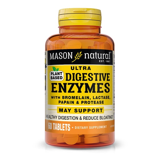 [BRSWYHQQAF6GEYLH] MASON NATURAL Plant Based Ultra Digestive Enzymes with Bromelain, Lactase, Papain & Protease - Supports Healthy Digestion & May Reduce Bloating, 60 Capsules