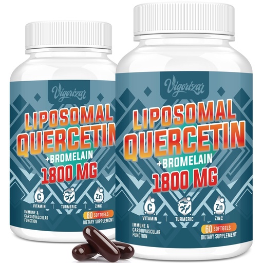 [BRSROGITPMDRAHY2] Liposomal Quercetin Phytosome, Quercetin with Bromelain, Zinc & Vitamin C, Bioactive Phytosome Complex, 20X Higher Absorption - 120 Softgels