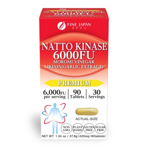 [BRSREFIDOEORMDQ7] FINE JAPAN Nattokinase 6000FU – Japanese Fermented Natto Enzyme Supplement with Garlic and Vinegar/90 Capsules for 30 Servings/Made in Japan/37.8ｇ(420mg×90tablets)