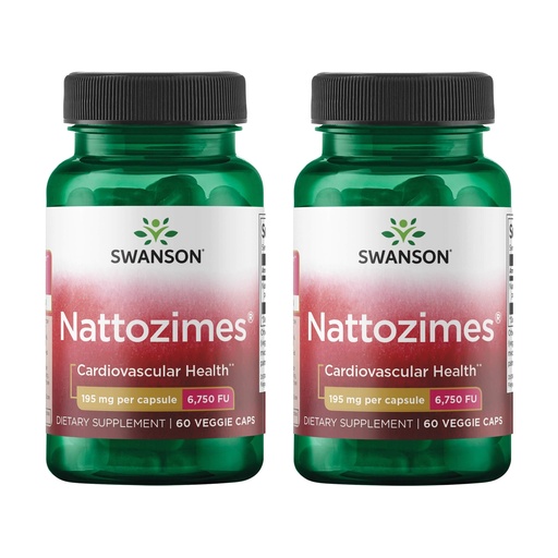 [BRSRMEIFOEHGEH3L] Swanson Triple-Strength Nattozimes 195 Milligrams/6750 Fu 60 Veg Capsules Enzyme (2 Pack)
