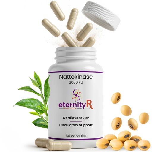 [BRSREEA6BN5AI2A7] Nattokinase 3000 FU + Serratiopeptidase + Rutin – Cardiovascular & Circulatory Support – Natto NSP-2™ Non-GMO Soy – 60 Capsules – Healthy Blood Flow & Arterial Function – by Eternity Medicine