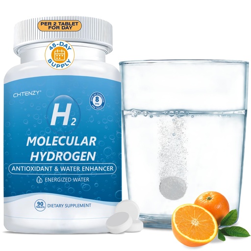 [BRSRE2Y5A4IR4D3U] Hydrogen Water Tablets - H2 Molecular Hydrogen Tablets for Drinking Water,8PPM with Magnesium,Orange Flavor,90 Count,Electrolytes Hydration Support Energy,Brain Health,Antioxidant,Non-GMO