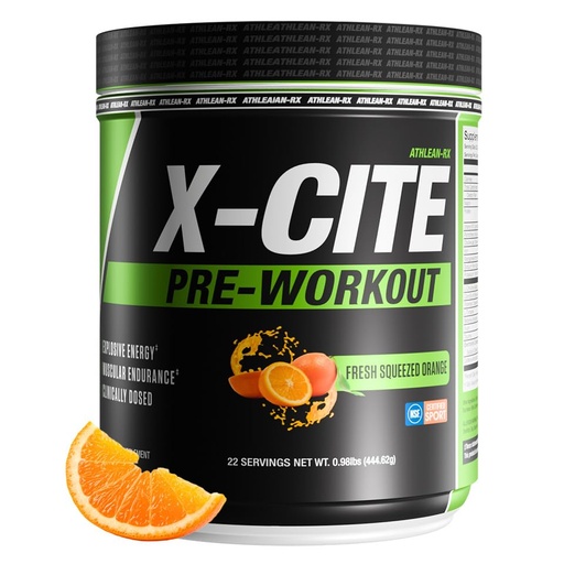 [BRSWGZ3ROJ5Q22Y7] X-CITE Pre-Workout by ATHLEAN-X - Enhanced Formula with Beta-Alanine, Creatine & Caffeine for Ultimate Energy, Endurance, Focus & Muscle Pump, NSF Certified for Sports (Fresh Squeezed Orange)
