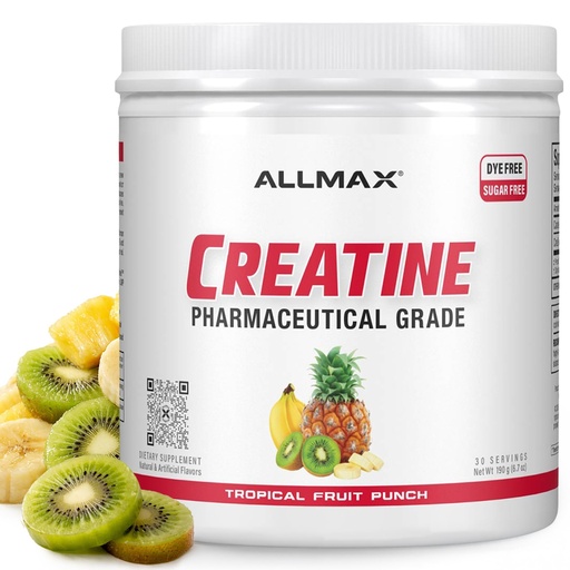 [BRSRGHAKA55RQ3Q4] ALLMAX Nutrition Creatine Monohydrate Powder, Tropical Fruit Punch – Pure Micronized 200-Mesh, Sugar-Free & Dye-Free Supplement for Men & Women, Supports Performance & Training – 30 Servings (190g)