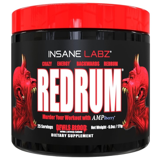 [BRSWGBD7B4FQ2YDF] Insane Labz Redrum High Stim Pre Workout NO Booster Powder, Loaded with Beta Alanine Agmatine Sulfate Taurine Fueled by AMPiberry, OXYgold,Focus Strength Recovery,25 Srvgs Devil's Blood Black Cherry
