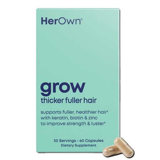 [BRSRE2YLOEMAYELP] her own Grow Capsules, Keratin Hair Growth Support, Skin & Nails, Biotin and Collagen Supplement, Hyaluronic Acid, 60 Capsules