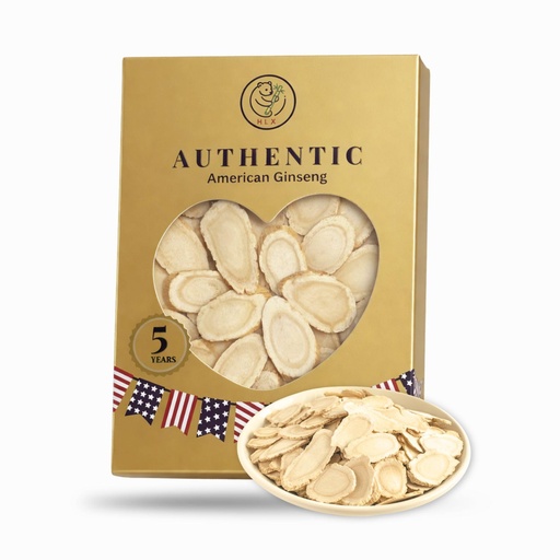 [BRSRGHYRAQCA423P] 5 Year American Ginseng Slices — Hand-Selected Wisconsin Panax Ginseng, Nature American Ginseng Root Slices for Men & Women, for Tea & Soup, Daily Use (1, Box)