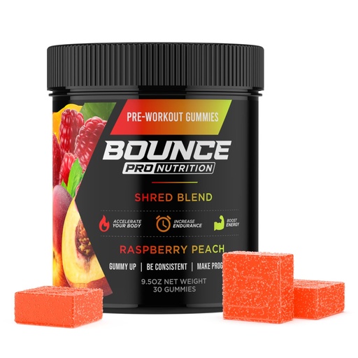 [BRSRGZQHB57BOF3V] Bounce Pro Shred Blend Pre Workout Gummies – Raspberry Peach – 30 Vegan Gummies with Caffeine, Ashwagandha & L-Theanine for Energy, Focus & Endurance (30 Count (Pack of 1), Raspberry Peach)