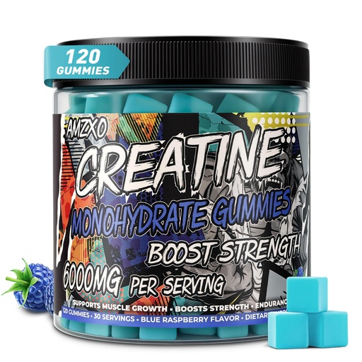 [BRSRAGA7C4BB6ELH] Creatine Monohydrate Gummies 6g for Men Women,Complex Creatine Monohydrate Chewable for Muscle Strength,Muscle Building,Energy Boost,Pre-Workout Energy Supplement,Vegan Blue Raspberry - 120 Count