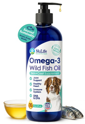 [BRSWYHAPOZYR6HTF] Liquid Fish Oil for Dogs with Omega 3, 6 & 9 Fatty Acids, Wild Caught from Iceland, Skin and Coat Supplement for Shedding, Itchy Skin, Allergies, Brain and Heart Health, Rich in EPA + DHA - 16 oz