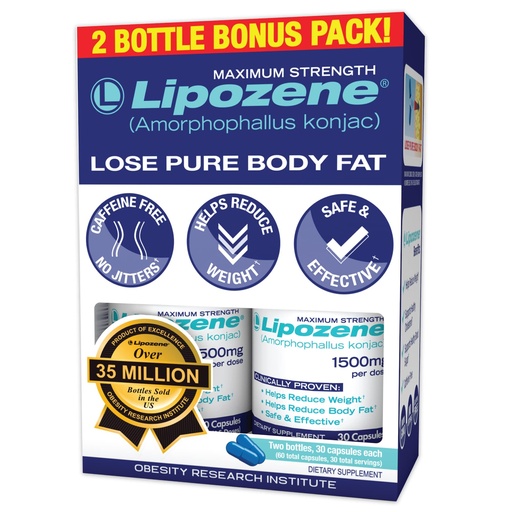 [BRSWIZLYBRYRM2TK] Lipozene - Weight Loss Supplement Diet Pills - Appetite Suppressant and Control - Two Bottles 60 Capsules Total