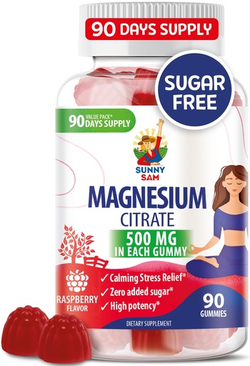 [BRSROA35CQBA23LF] Magnesium Gummies for Kids & Adults - 500mg - Calm Magnesium Chews - Magnesium Citrate Chewable Supplement for Mood & Muscle Support