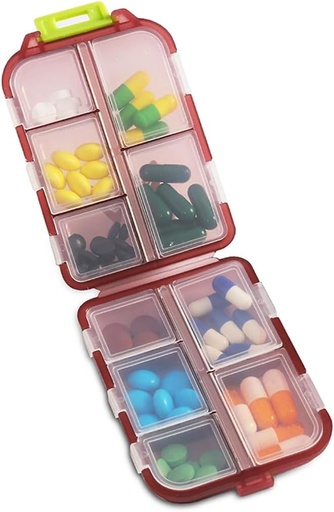 [BRSRA2Y2C4BWEYDZ] 10 Compartment Pill Organizer Case, Travel Daily Medicine Pill Box Reminder, Small Size Weekly Viatamin Dispenser Container for Medication, Supplement, Cod Liver Oil, Capsules, Calcium Tablet