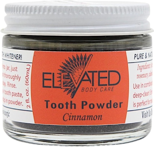 [BRSWKED3A54BACIZ] Elevated Tooth Powder Natural with Xylitol & Activated Charcoal • Herbal • Vegan • Stored in Glass Jar - Mint or Cinnamon - Made in USA (2 Ounces)