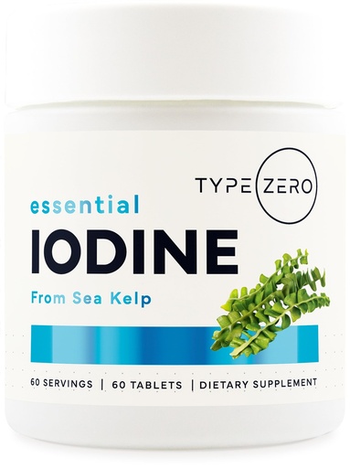 [BRSROCQFBYHAK2TJ] Type Zero Clean Iodine Tablets (60 Servings, 325 MCG Per Serving) - from Sea Kelp, Non-GMO, Gluten Free