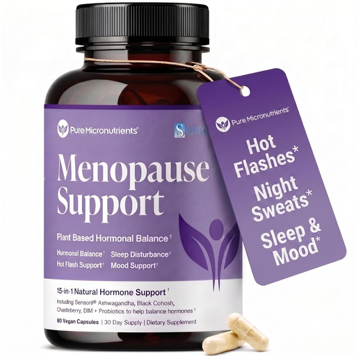 [BRSRGZQNO55QG3Y2] Menopause Supplements for Women - Natural Hormone Balance - Hot Flashes, Night Sweats, Sleep & Mood Support. with Sensoril® Ashwagandha, DIM, Chaste Berry & Black Cohosh Root - 60 Count