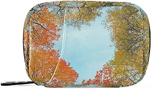 [BRSRMZALB4CGKCLZ] Naanle Autumn Trees Heart Pill Box 7 Day Pill Case Bag Travel Pill Organizer Bag with Zipper Portable Weekly Case Compact Size for Vitamin Supplement Holder