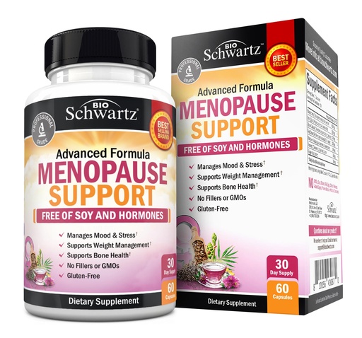 [BRSRMBQ5CJ6BO2DU] Herbal Menopause Support for Women - Supports Healthy Mood and Balance with Milk Thistle Chasteberry Black Cohosh Red Clover Turmeric Ginger - Menopause Supplements for Women - 60 Veggie Capsules