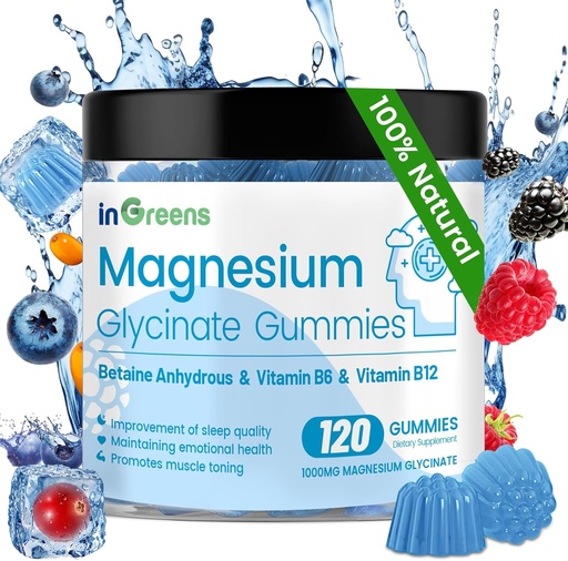 [BRSROCANA55QMH3F] 120 Count Magnesium Glycinate Gummies 700mg, Chewable Magnesium Gummies for Adults & Kids, High Absorption, Sleep, Relaxation & Focus Support, Non-GMO, Gluten-Free, Mixed Berry Flavor, 60 Day Supply