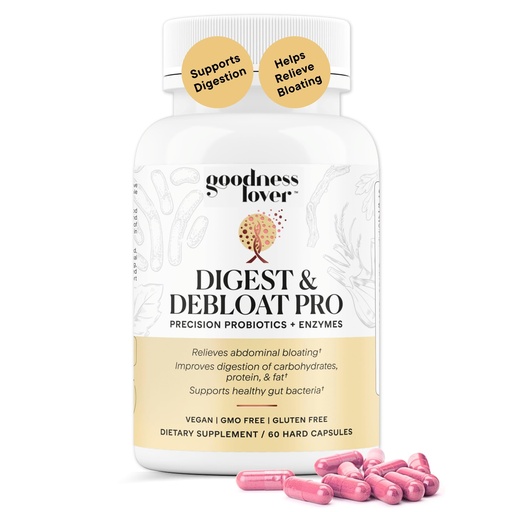[BRSROBL2C4DQOCLO] Goodness Lover Digest & Debloat Pro, Natural Digestive Enzymes Probiotics for Bloating Relief and Gas Relief, Probiotic Supplement for Women and Men, Vegan, Non-GMO, 90 Capsules