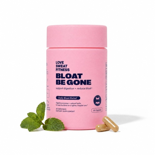 [BRSREZQTAB4BGCQ6] Love Sweat Fitness Bloat Be Gone | Bloating Relief for Women | Debloat & Digestive Enzyme Supplement for Gas & Gut Health | Herbal Blend with Ginger, Turmeric & Peppermint | 60 Vegan Capsules