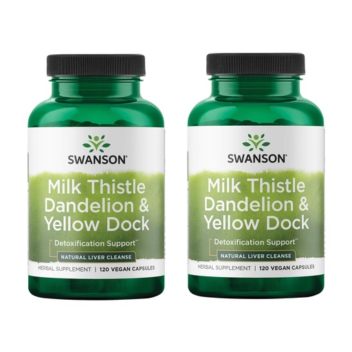 [BRSRMEIFOYHAKD3B] Swanson Milk Thistle, Dandelion & Yellow Dock - Herbal Liver Support Supplement - Natural Supplement Helping to Maintain Overall Health & Wellbeing - (120 Capsules) (2 Pack)