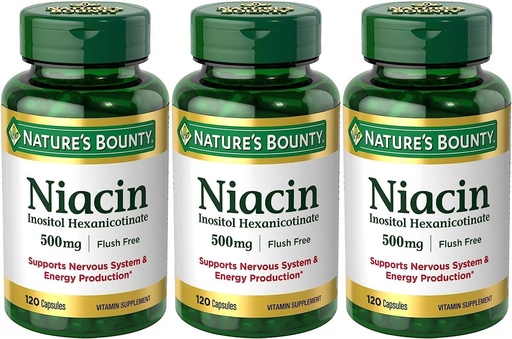 [BRSWKFIYCEBB2EDI] Set of 3 Nature's Bounty Niacin Flush Free 500 mg, 120 Capsules by Maven Gifts