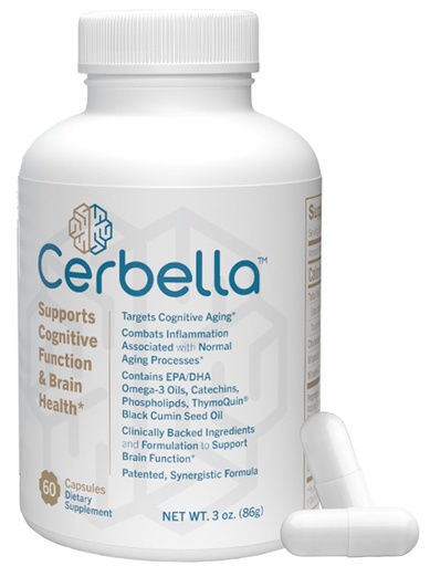 [BRSREZT4OF4BAAA6] Cerbella® Advanced Brain Nootropic Wellness Supplement for Memory, Focus, & Cognitive Health – Neurologist Recommended - Omega-3 DHA/EPA, Green Tea Catechins, Phospholipids & ThymoQuin® (60 Capsules)