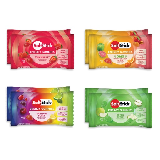 [BRSRE2QZA4CRQ33Z] SaltStick Energy Gummies with Electrolytes, Variety Pack - Easy to Chew Electrolyte Gummy, Energy Chews that Taste Great - 10 Packs, 80 Gummies