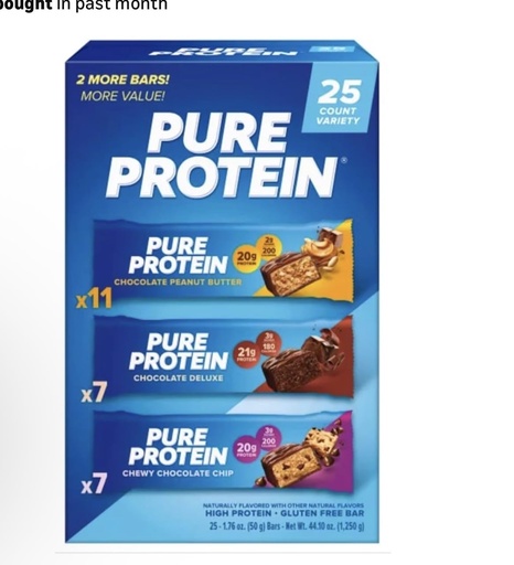 [BRSREBAOAR5QKCDU] Pure Proteins Bars, Nutrient Rich Snacks with High Protein for Energy Support, Minimal Sugar, Gluten-Free, Variety Pack (In NEYUM Packaging) (25 Pack)